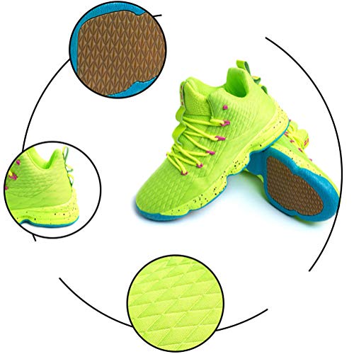 Zapatos Hombre Deporte de Baloncesto Sneakers de Malla para Correr Zapatillas Antideslizantes Negro Rojo Champán Verde Brillante 36-46 Verde Brillante 45