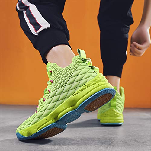 Zapatos Hombre Deporte de Baloncesto Sneakers de Malla para Correr Zapatillas Antideslizantes Negro Rojo Champán Verde Brillante 36-46 Verde Brillante 45