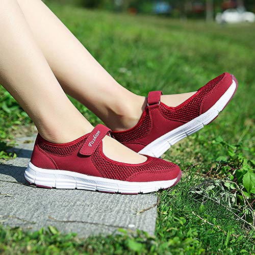 Zapatos Malla de Mujer de Velcro Deportivo de Calzado Casual Ligero Aire Libre y Deporte Transpirables Casual Zapatos Gimnasio Correr Sneakers Zapatillas de Deportivo Ligero y Comodo riou