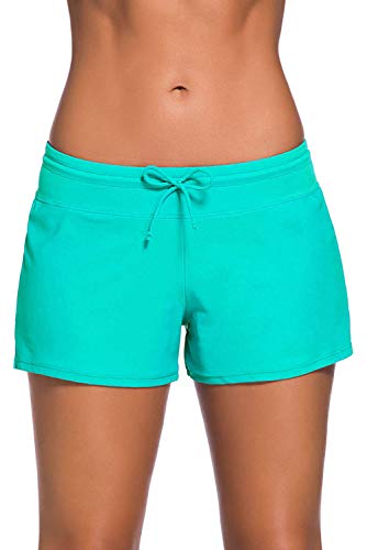 ZDQ – Bañador corto para mujer con pantalón interior y cintura elástica, secado rápido, talla 34 – 56 verde 44 ES/46 ES