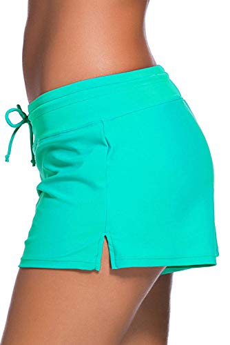 ZDQ – Bañador corto para mujer con pantalón interior y cintura elástica, secado rápido, talla 34 – 56 verde 44 ES/46 ES