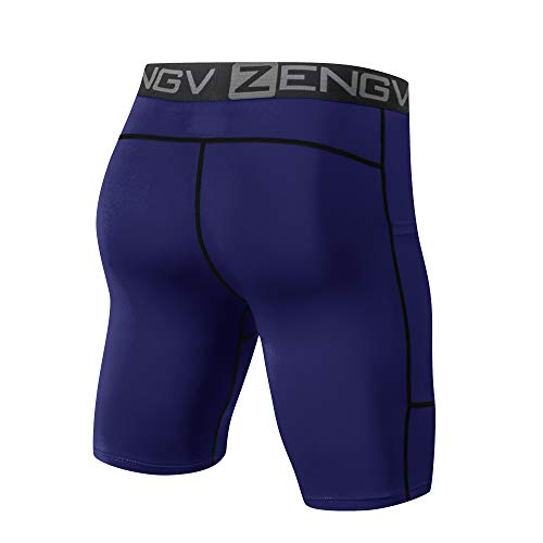 ZENGVEE 3 Piezas Mallas Running Hombre de Secado Rápido para Pantalon Deporte Hombre para Gym, Yoga, Running(Gray Black Navy-M)