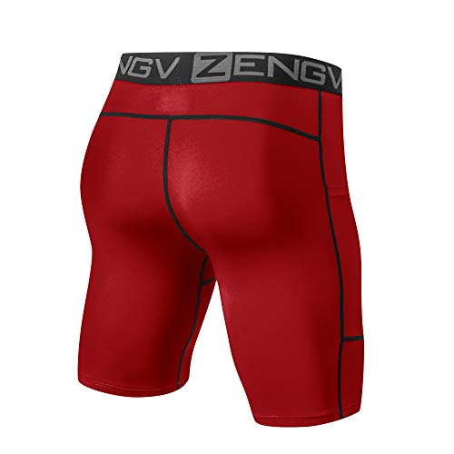 ZENGVEE 3 Piezas Pantalones Running Hombres de Secado Rápido para Mayas Deportivas Hombre para Gym, Yoga, Running(Black Grey Red-M)