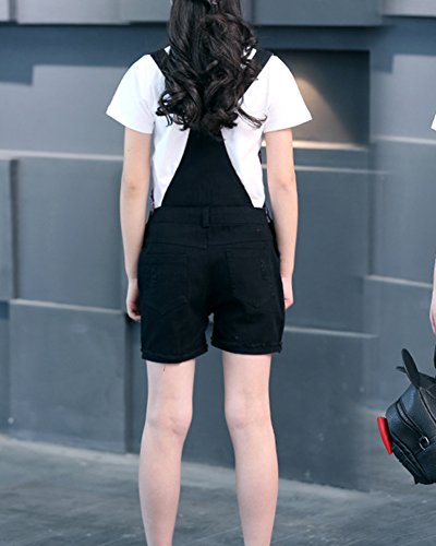 ZiXing Mono Vaquero Niñas Peto Vaquero Corto Overall Pantalones Vaqueros Cowboy Denim Bib Jumpsuits Negro 3XL