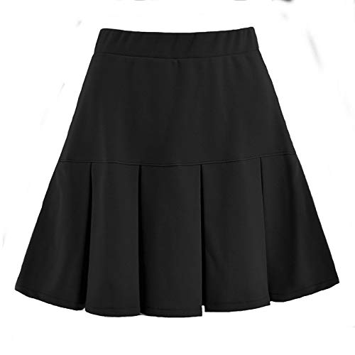 ZJMIYJ Faldas Mujer Cortas,Falda Plisada Alta Dulce Cosplay Chicas Danza Mujeres Falda Moderna Moda Mini Faldas Cortas para Damas Fiesta De Oficina Trabajo Desgaste Delgados, Negro, XL