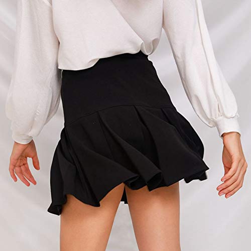 ZJMIYJ Faldas Mujer Cortas,Falda Plisada Alta Dulce Cosplay Chicas Danza Mujeres Falda Moderna Moda Mini Faldas Cortas para Damas Fiesta De Oficina Trabajo Desgaste Delgados, Negro, XL