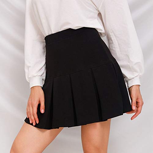 ZJMIYJ Faldas Mujer Cortas,Falda Plisada Alta Dulce Cosplay Chicas Danza Mujeres Falda Moderna Moda Mini Faldas Cortas para Damas Fiesta De Oficina Trabajo Desgaste Delgados, Negro, XL