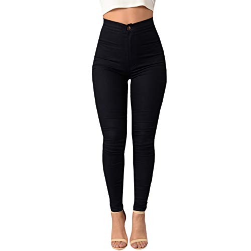 ZKOO Cintura Alta Pantalones Jeans Mujer Elástico Flacos Vaqueros Leggings Push up Mezclilla Pantalones Negro