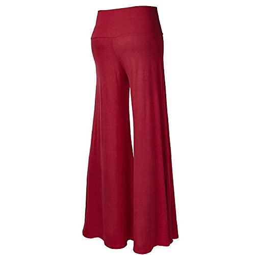 ZKOO Mujeres Ancho Pierna Palazzo Pantalones Cintura Elástica Holgados Flojos Suave Casual Verano XL