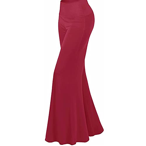 ZKOO Mujeres Ancho Pierna Palazzo Pantalones Cintura Elástica Holgados Flojos Suave Casual Verano XL