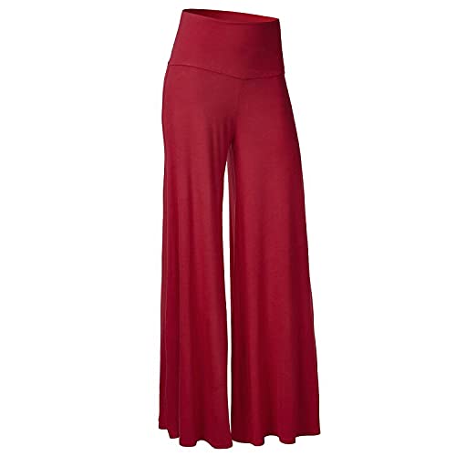 ZKOO Mujeres Ancho Pierna Palazzo Pantalones Cintura Elástica Holgados Flojos Suave Casual Verano XL
