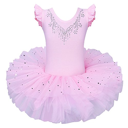 ZNYUNE Niña Tutu Vestido de Ballet Danza Clásico 184 Rosa L para 4-5 años