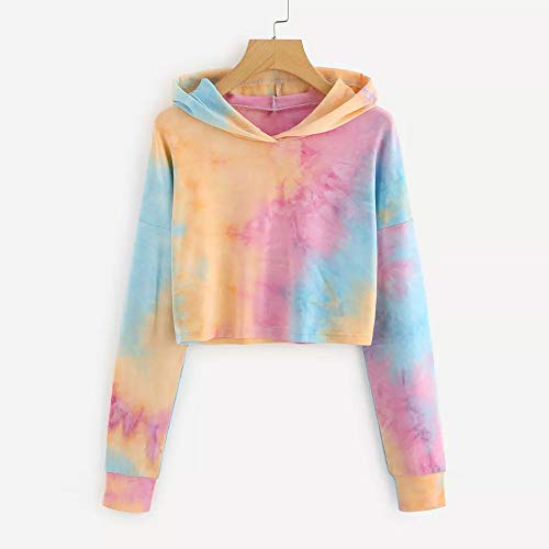 ZODOF Sudaderas Cortas con Capucha para Mujer, Hoodie Blusa Camiseta de Manga Larga de Empalme Tops de Deportivo Moda Basico Sencillo Casual de Otoño Invierno Primavera para Mujeres Chica