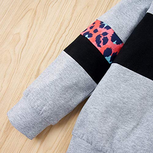 ZOEREA Conjunto de Ropa de Bebé Niña Moda Manga Sudadera Tops + Pantalones Leopardo Recién Nacido Niñas Otoño Primavera Trajes (Gris, 4-5 años)