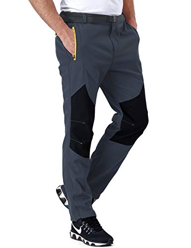 ZOEREA Hombre Pantalones de Trekking Impermeable Invierno Polar Forrado Hombres Pantalones Escalada Senderismo Montaña Aire Libre