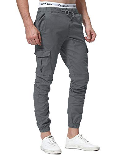 ZOEREA Pantalones Hombre Casuales Deporte Elásticos Joggers Largos Pants con Bolsillos Algodón Slim Fit Cargo Trouser de Hombres