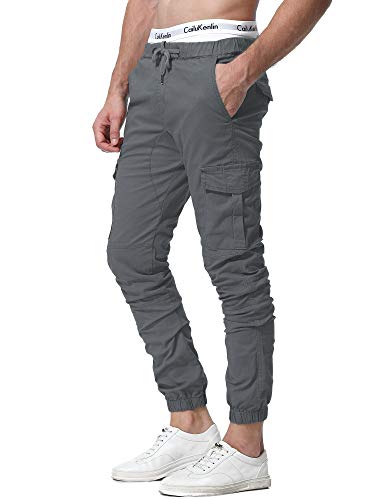 ZOEREA Pantalones Hombre Casuales Deporte Elásticos Joggers Largos Pants con Bolsillos Algodón Slim Fit Cargo Trouser de Hombres