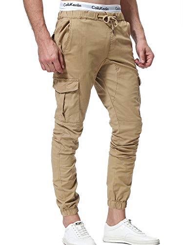 ZOEREA Pantalones Hombre Casuales Deporte Elásticos Joggers Largos Pants con Bolsillos Algodón Slim Fit Cargo Trouser de Hombres