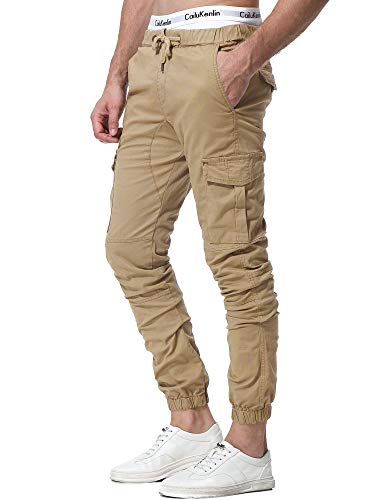 ZOEREA Pantalones Hombre Casuales Deporte Elásticos Joggers Largos Pants con Bolsillos Algodón Slim Fit Cargo Trouser de Hombres