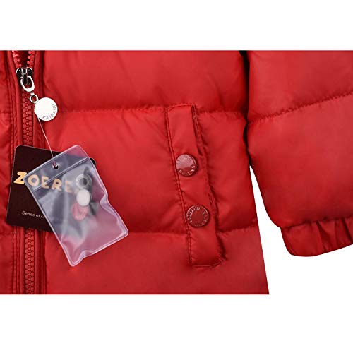 ZOEREA Trajes de Esquí para Niñas Chaquetas Niño Abrigos con Capucha + Pantalones de Nieve Invierno Ropa Set 2 Piezas (Rojo, 110)