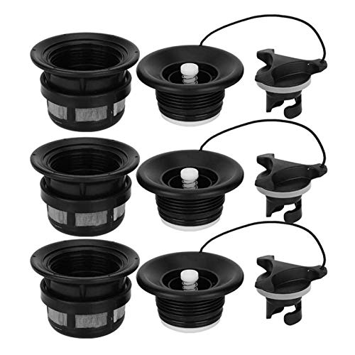 ZRNG 3pc Kayak Válvula de Aire con Malla de Filtro Barco Inflable Enchufe de Drenaje de Aire Vent Surfboard Valvlev Surf Surf Surf Board Válvula de Aire de Seguridad (Color : Black)