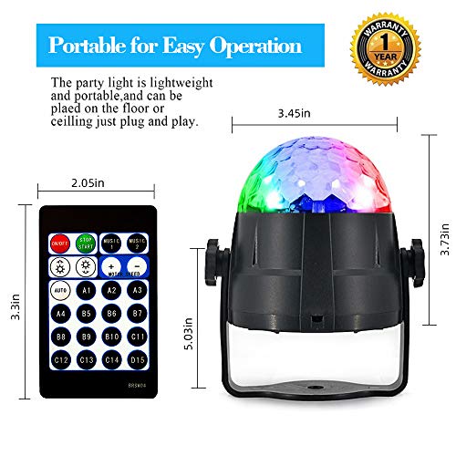 ZStarlite Bola de Luces Discoteca Giratoria para Fiesta con Cable USB, Control Remoto