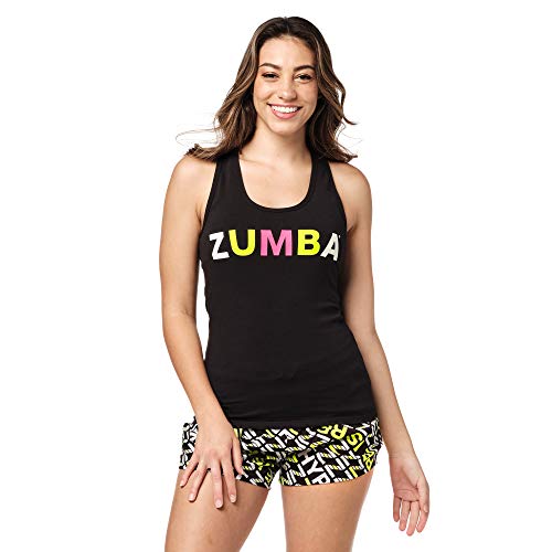Zumba Atlético Estampado Fitness Camiseta Negra Mujer Racerback de Entrenamiento Top Deportivo Tank Tops, Black to Basic, XX-Large Womens