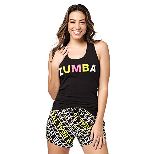 Zumba Atlético Estampado Fitness Camiseta Negra Mujer Racerback de Entrenamiento Top Deportivo Tank Tops, Black to Basic, XX-Large Womens