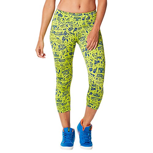 Zumba Dance Capri Leggings Estampados Fitness Entrenamiento Mallas de Deporte de Mujer, Zumba Green, L