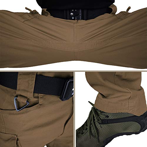 zuoxiangru Pantalones Militares de Combate táctico para Hombres, Pantalones Casuales de Carga de Trabajo al Aire Libre (Marrón, Tag L)