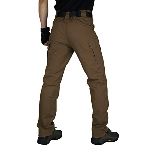 zuoxiangru Pantalones Militares de Combate táctico para Hombres, Pantalones Casuales de Carga de Trabajo al Aire Libre (Marrón, Tag L)
