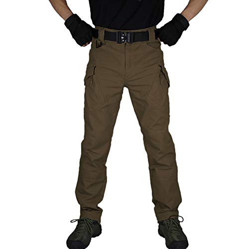 zuoxiangru Pantalones Militares de Combate táctico para Hombres, Pantalones Casuales de Carga de Trabajo al Aire Libre (Marrón, Tag L)