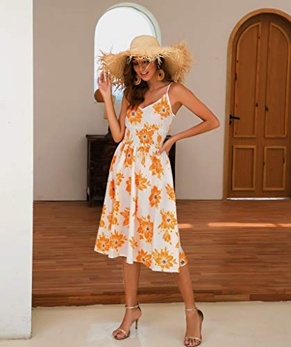 ZWH 2019 Amazon Ebay Wish Wish Separe Summer Profundo V-Care Imprimir Sexy Vestido de Verano Falda Larga (Color : Yellow, Size : XL)