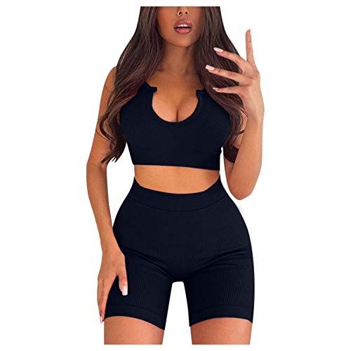 ZYZS Chándal para mujer de 2 piezas, cintura alta, para yoga, tiempo libre, con rosca, parte superior cuadrada + pantalón, traje de deporte, yoga, para correr, gimnasio