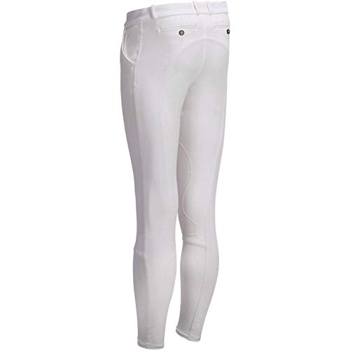 Zzzzy Pantalones de Montar a Caballo de los Hombres, pantalón de Montar Flexible del Invierno, diseño del Remiendo del Lado de la Rodilla, Suave, Respirable,White,S