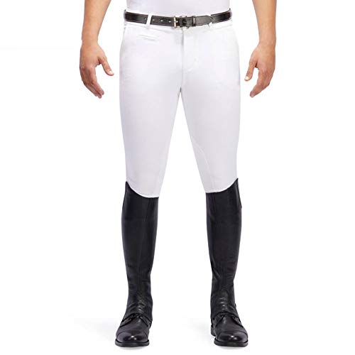 Zzzzy Pantalones de Montar a Caballo de los Hombres, pantalón de Montar Flexible del Invierno, diseño del Remiendo del Lado de la Rodilla, Suave, Respirable,White,S