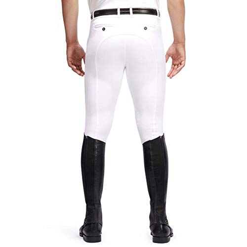 Zzzzy Pantalones de Montar a Caballo de los Hombres, pantalón de Montar Flexible del Invierno, diseño del Remiendo del Lado de la Rodilla, Suave, Respirable,White,S