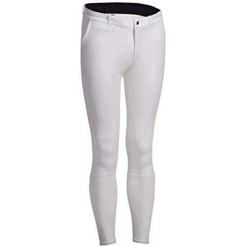 Zzzzy Pantalones de Montar a Caballo de los Hombres, pantalón de Montar Flexible del Invierno, diseño del Remiendo del Lado de la Rodilla, Suave, Respirable,White,S