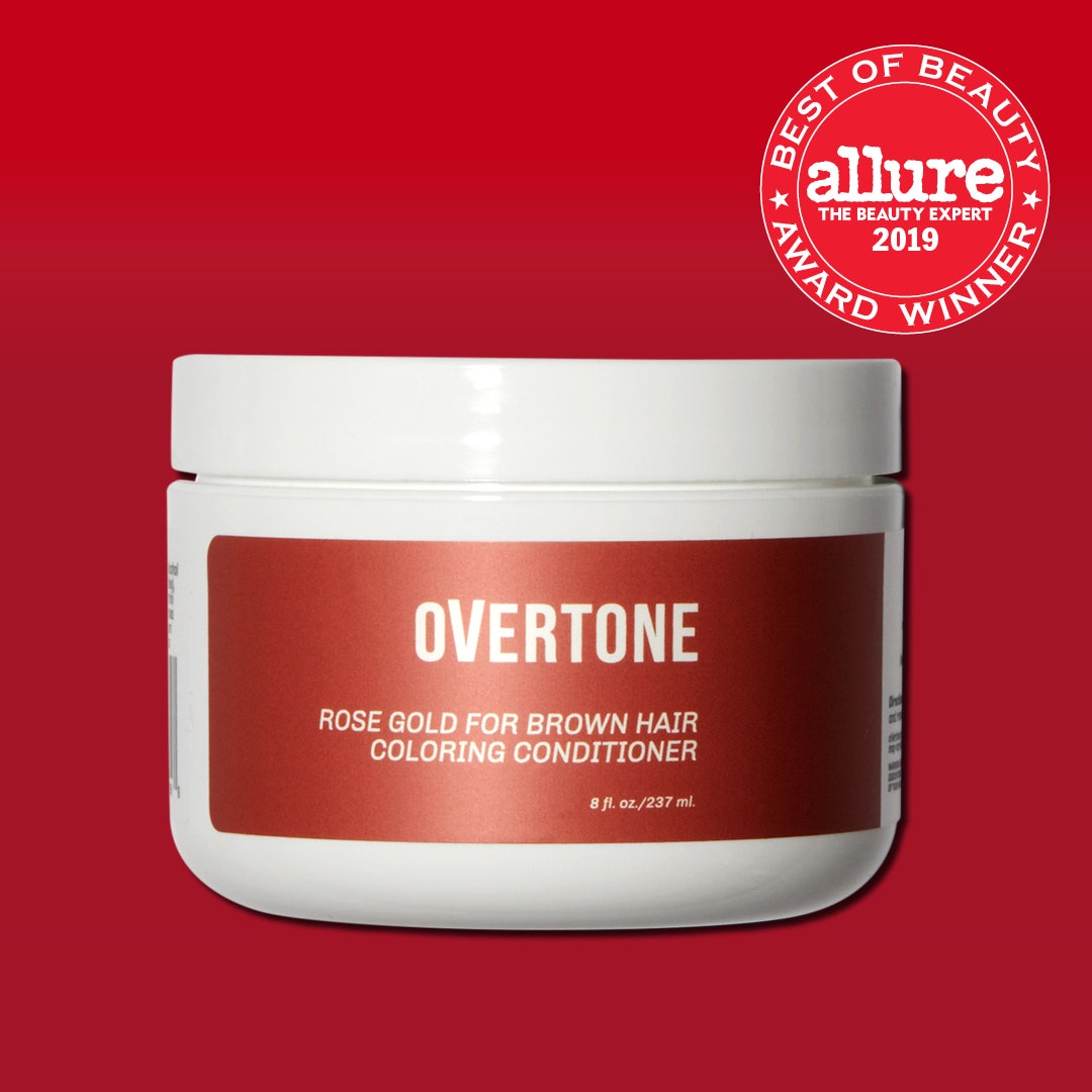 Overtone Coloring Conditioner on colorful background — semi-permanent hair color winner in Allure Best of Beauty Awards 2019