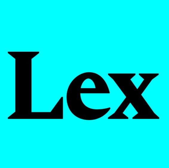 logo for the dating app lex on a teal background
