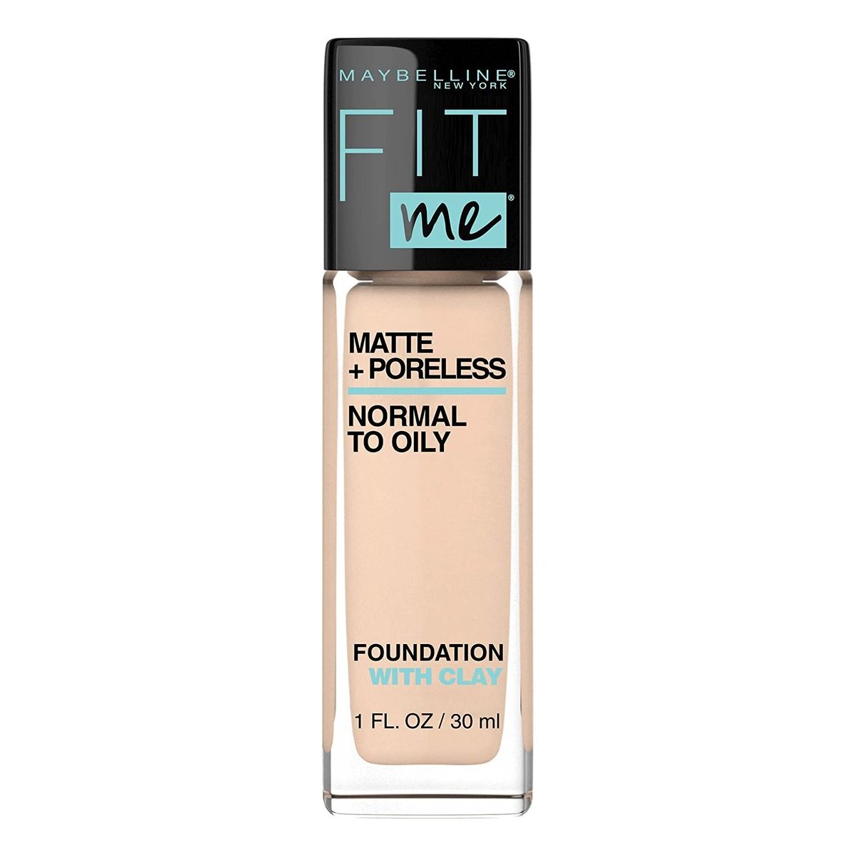 Maybelline New York Fit Me Matte + Poreless Liquid Foundation on white background 