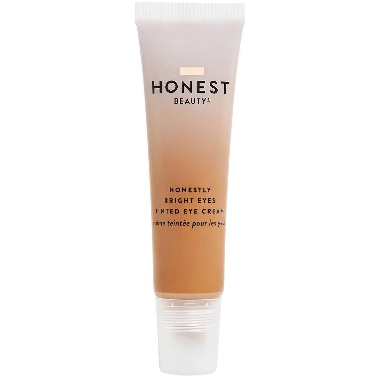 tube of The Honest Company Honestly Bright Eyes Tinted Eye Cream on a white background