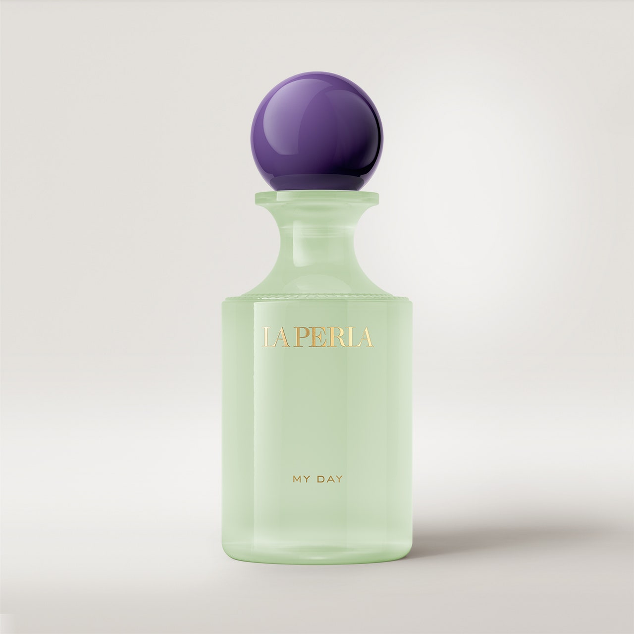 la perla beauty my day fragrance on gray background