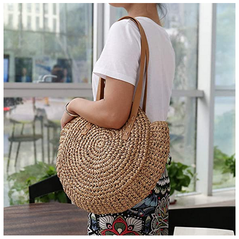 Bolso redondo de paja