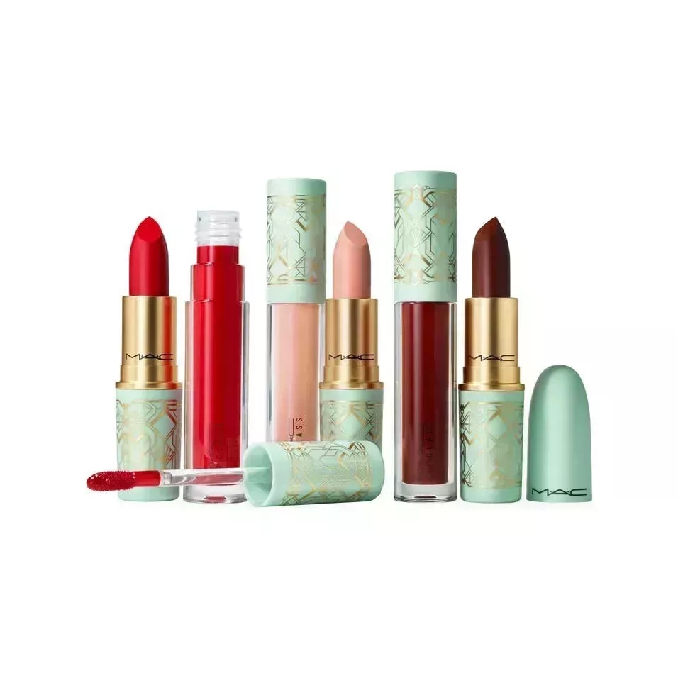 MAC Lipstick & Lipglass Set on white background