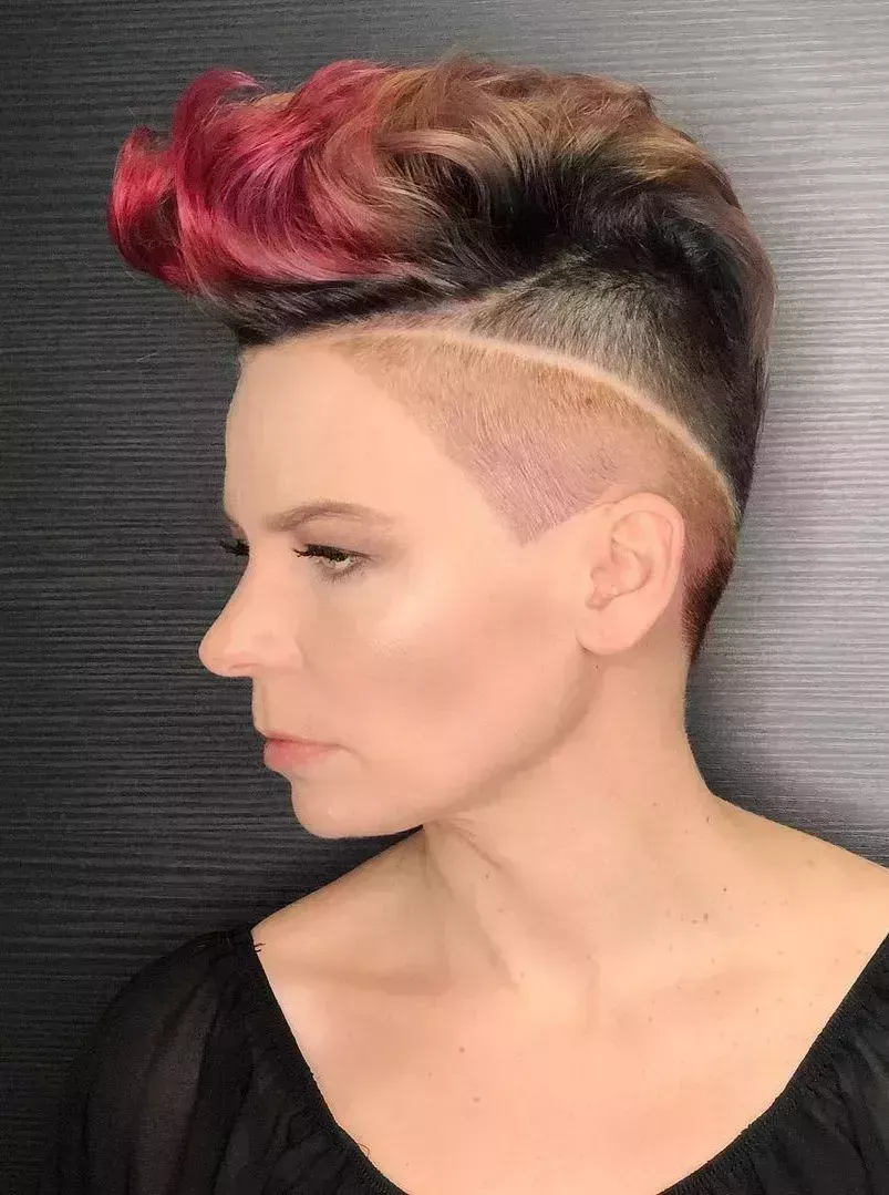 Colorful Top with Undercut Slit Shave