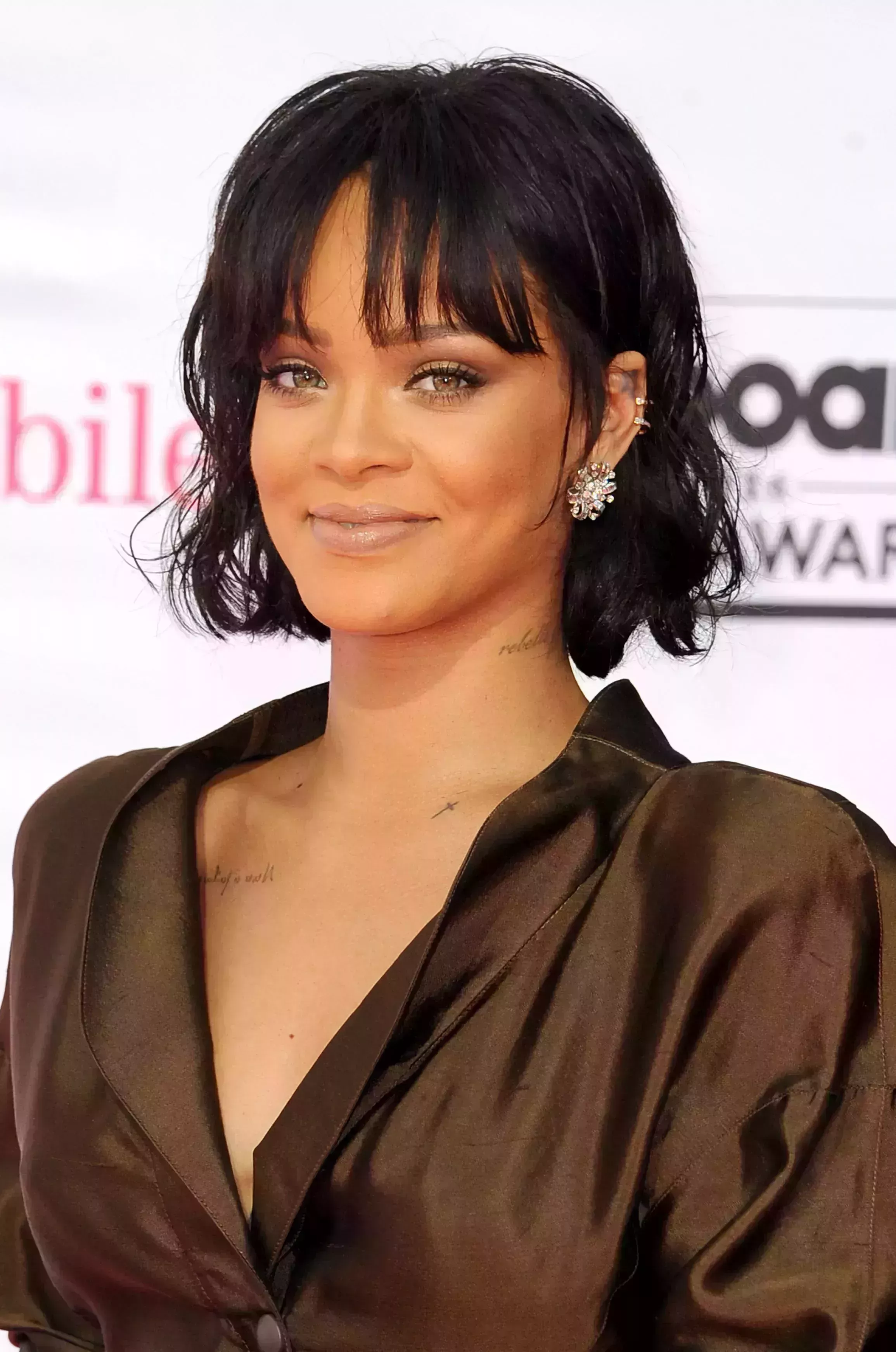 Rihanna with Mid Parted Bangs Shag