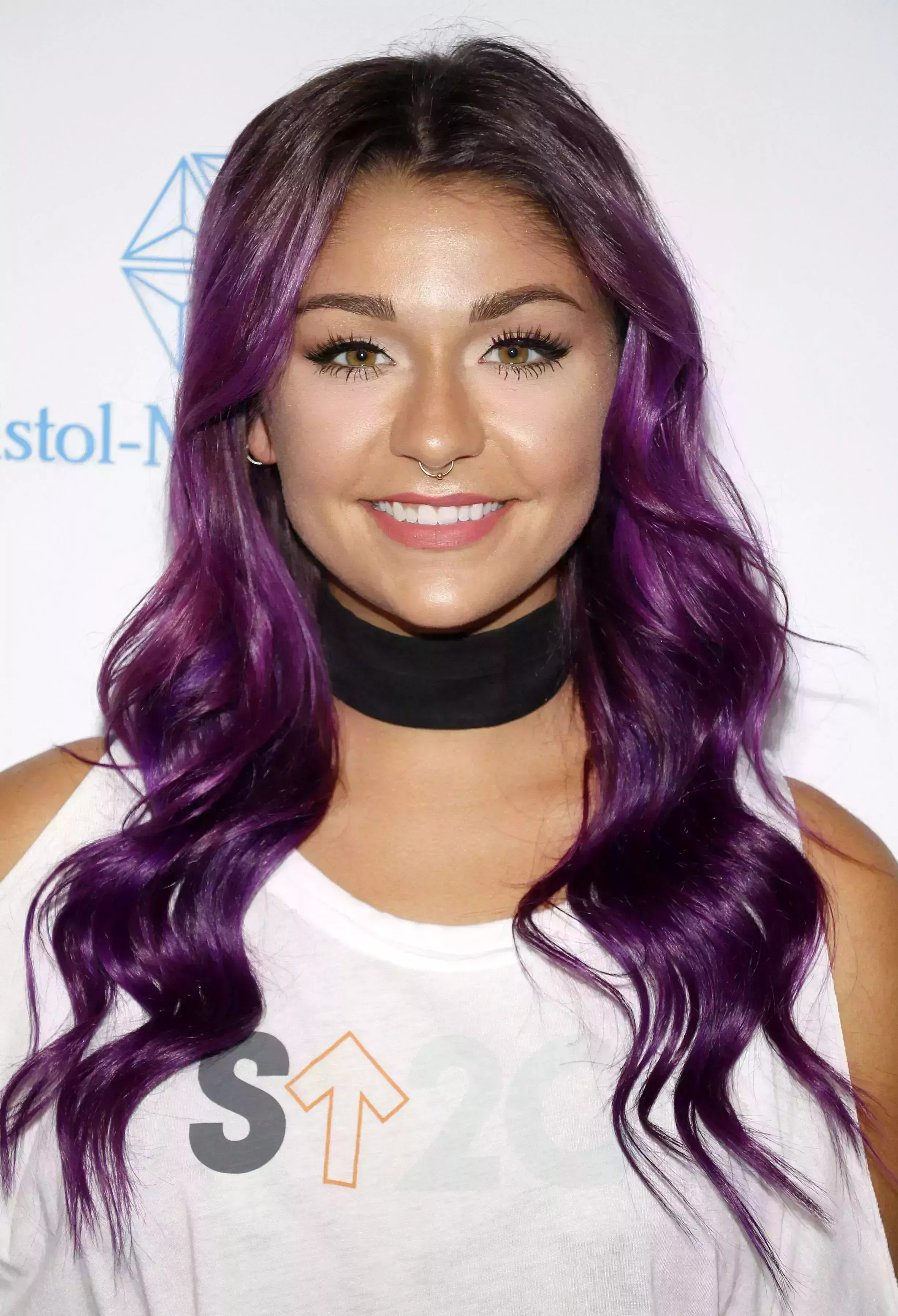 Andrea Russett’s Dark Brown Hair with Purple Highlights