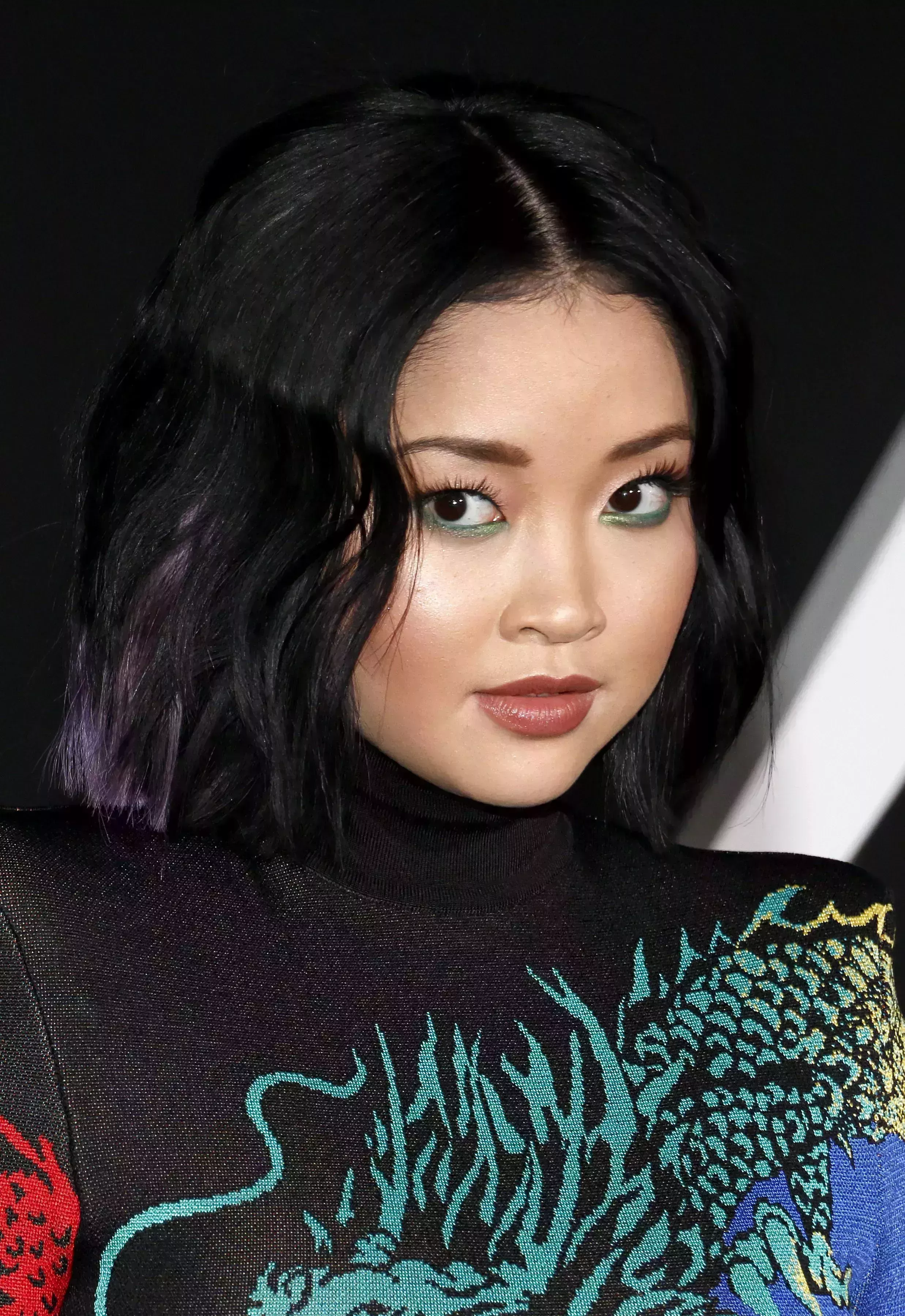 Lana Condor’s Short Hairstyle with Purple Highlights