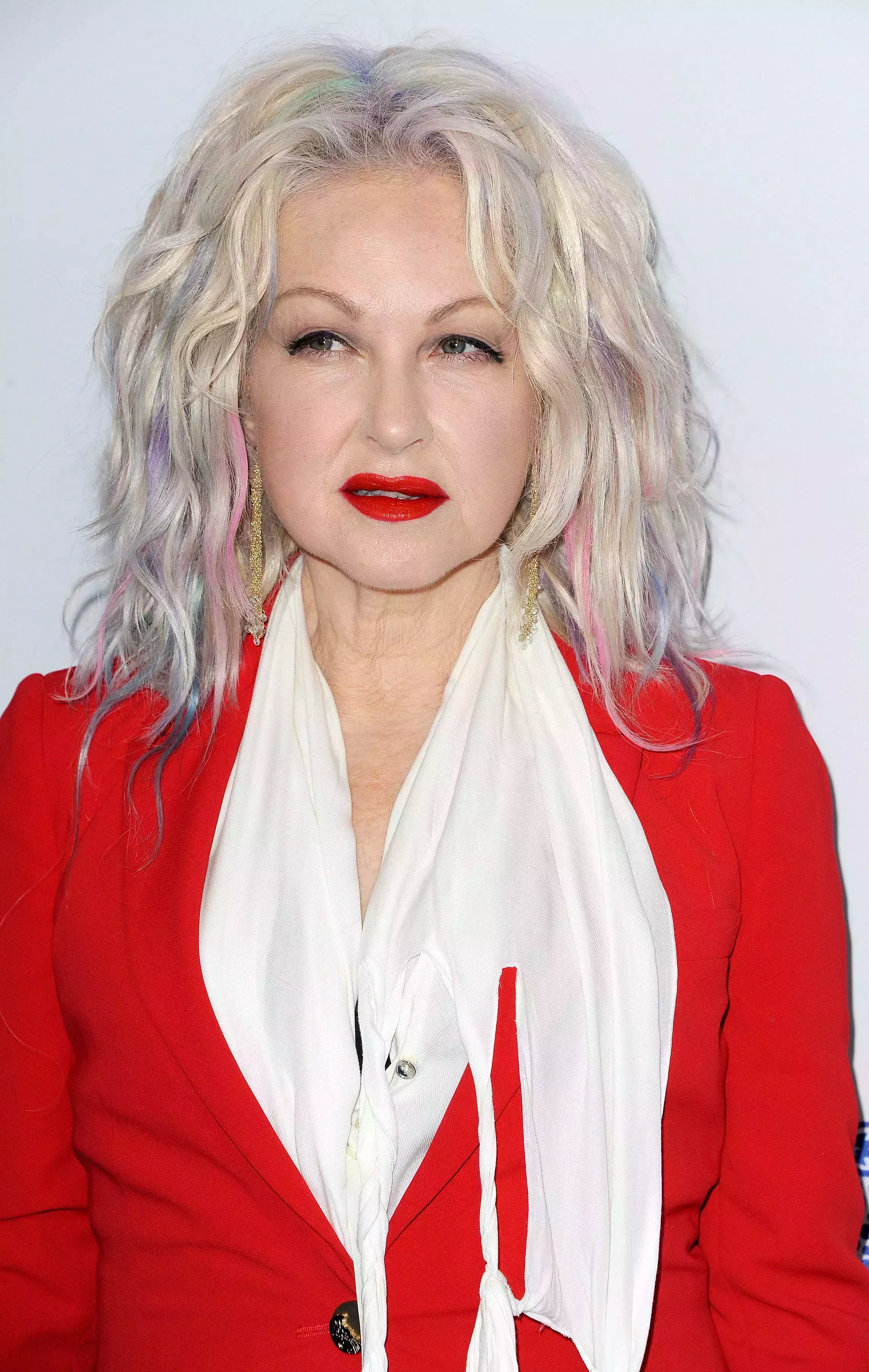 Cyndi Lauper’s Silver Hair with Pastel Highlights